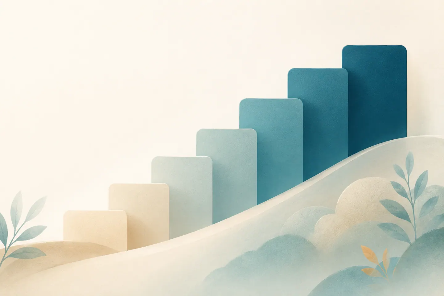 Degraus em gradiente suave do claro ao verde-azulado profundo — os tipos e a gravidade da paruresia